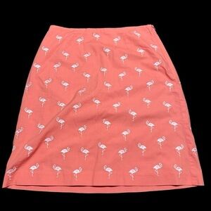 Talbots Women’s Pink 6 Flamingo Embroidered Skirt in EUC